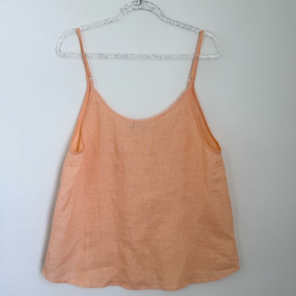 Onia Air Linen Spaghetti Strap Round Neck Salmon Orange Tank Top Size L Summer - Picture 1 of 8